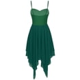 thumbnail image 5 of Yartina Women Chiffon Lyrical Sleeveless Elegant Dress Ballet Modern Contemporary Gymnastic Leotard Green L, 5 of 7