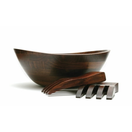 Extra Large Salad Bowl - Lipper Wavy Rim Bowl with Salad Hands