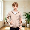 thumbnail image 2 of XAOFW Solid Color Zip Up Hoodies For Boys Zipper Long Sleeve Hooded Sweatshirt With Front Pockets Lightweight Outdoor Wear Pullover For Kids Stylish Top 7-8 Years, 2 of 6