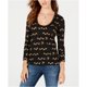 thumbnail image 2 of Camiseta básica con rayas de flores Lucky Brand para mujer negro extragrande, 2 of 2