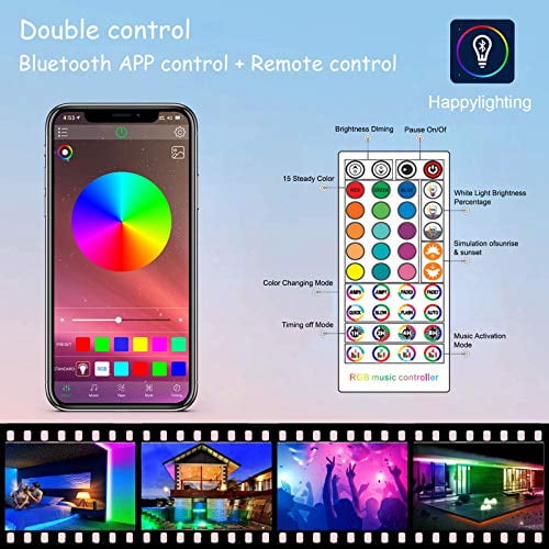 Bluetooth LED Strip Lights ALED LIGHT 5050 10M 2 x 5M 300 LED Stripes Lights Smart-Phone Controlled Waterproof RGB LED Band Light for Home&Outdoor Decoration