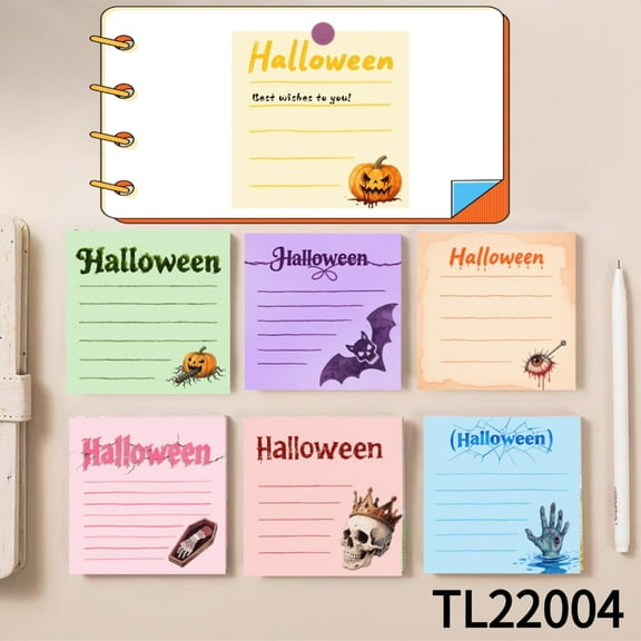 Halloween Themed Sticky Notes - A Must - Have for Halloween Enthusiasts (3.54×3.54 inches) 100-pack with105 Emoticon Stickers, Quickly Jotting Down Reminders, Leaving Temporary Messages