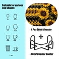 thumbnail image 2 of BaHomeck Drink Coasters Set of 4 with Holder Sunflowers with vibrant yellow petals and dark green leaves Water Absorbent Ceramic Coasters Tabletop Protection,Suitable for Various Cup ,Home Decor, 2 of 4