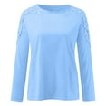 thumbnail image 4 of Brilliant Womens Clothes Women Casual Round-Neck Lace Hollow Out Long Sleeve Pullover Slimming Blouse T-shirt Tops Clearance Clothes under $5.00, 4 of 5