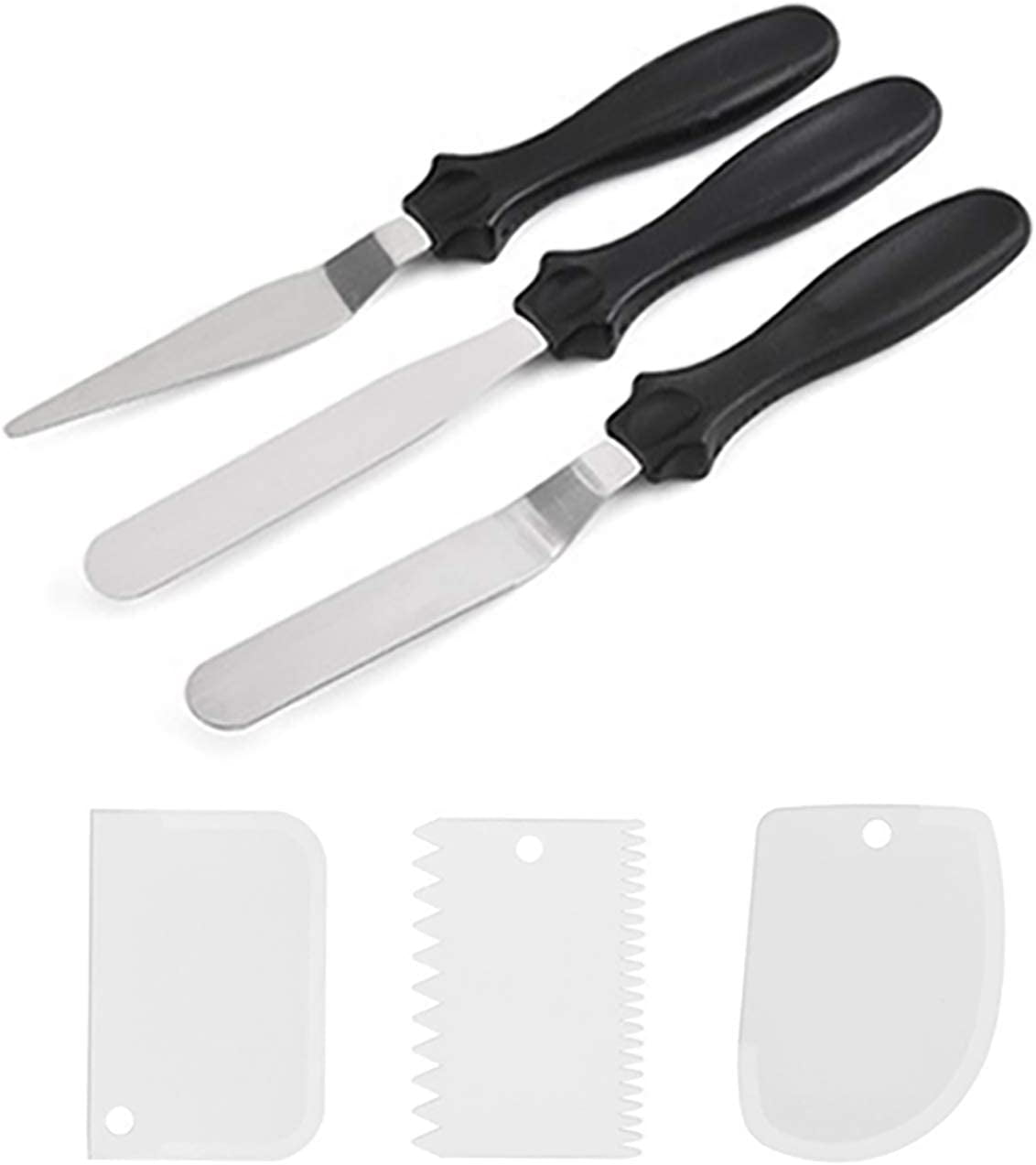 Icing Spatulas Set 3 Pcs Stainless Steel Spatulas with 3 Pcs Plastic