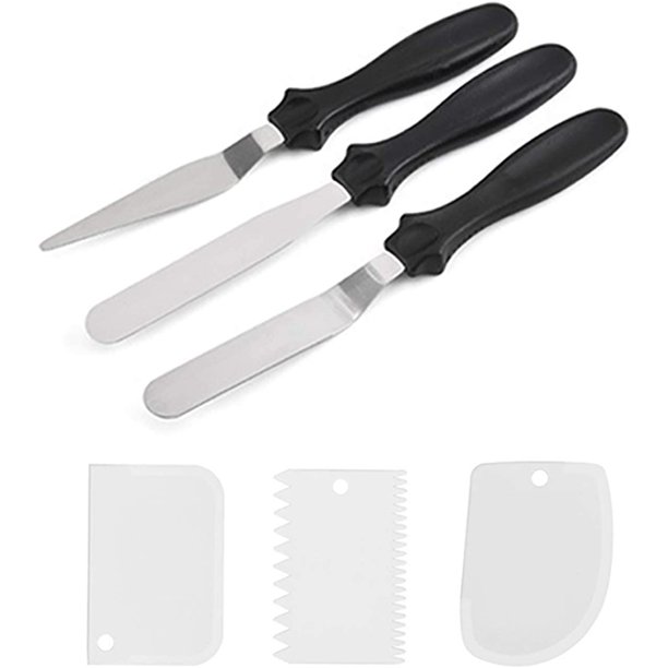 Icing Spatulas Set 3 Pcs Stainless Steel Spatulas with 3 Pcs Plastic