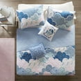 thumbnail image 3 of Urban Habitat Kids Twin Reversible Cotton Child Quilt Set with Decor Pillows 4-Piece Blue Coverlet, 3 of 5