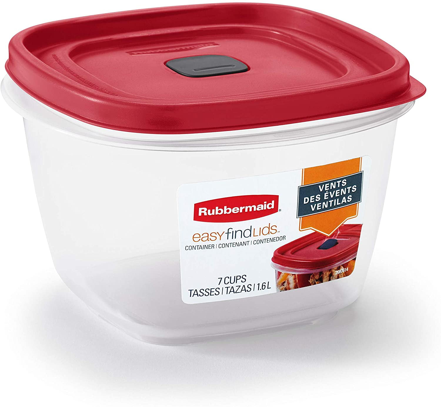 Rubbermaid Food Storage Container Easy Find Lid Square 24 Cup Red Clear 2 Pack 