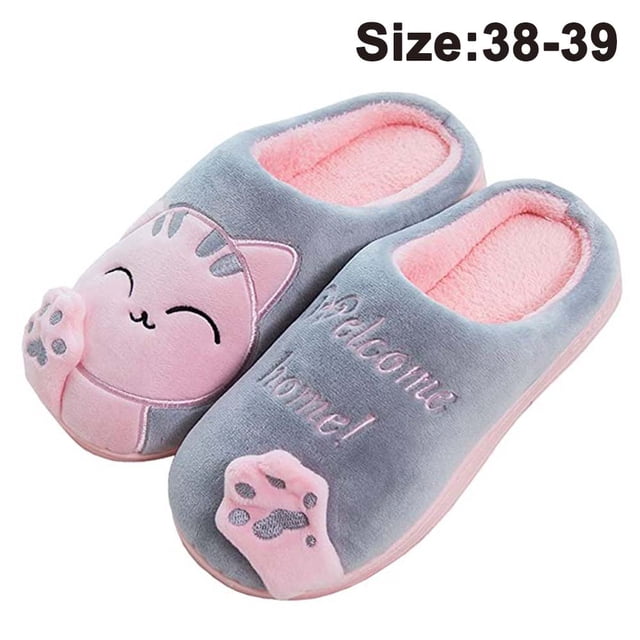 Mujer 38-39 Invierno Dibujos animados Gato de la suerte Zapatos de algodón-Gris Xemadio 2034320-11