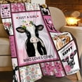 thumbnail image 2 of Cute Cow Blanket Girls Super Soft Cozy Cow Plush Throw Blanket Warm Fleece Pink Cow Flower Blanket for Kids Birthday Gifts 60"X80", 2 of 6