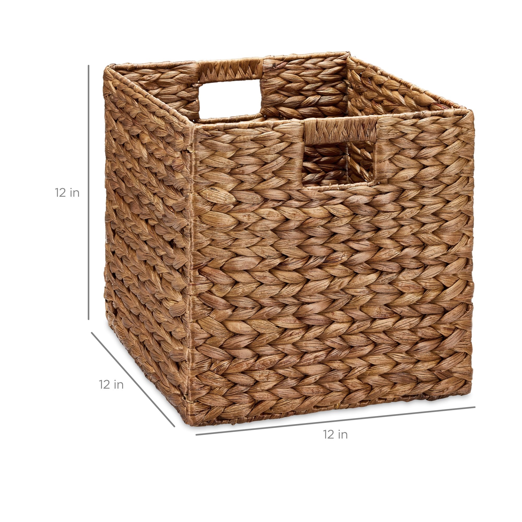 Best Choice Products 12x12in Hyacinth Baskets, Set of 5 Multipurpose Collapsible Organizers w/ Inserts - Chestnut