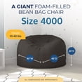 thumbnail image 3 of Ultimate Sack Bean Bag Chair w/Foot Stool in Multiple Sizes and Colors: Giant Foam-Filled Furniture - Machine Washable Covers, Double Stitched Seams, Durable Inner Liner., 3 of 6