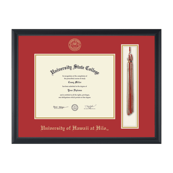 Framerly - UHH Tassel Diploma Frame with Red and Gold Mat