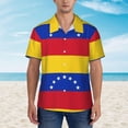 thumbnail image 3 of Flag of Venezuela Mens Hawaiian Shirt Short Sleeve Casual Button Up Tropical Summer Beach Shirt, 3 of 9