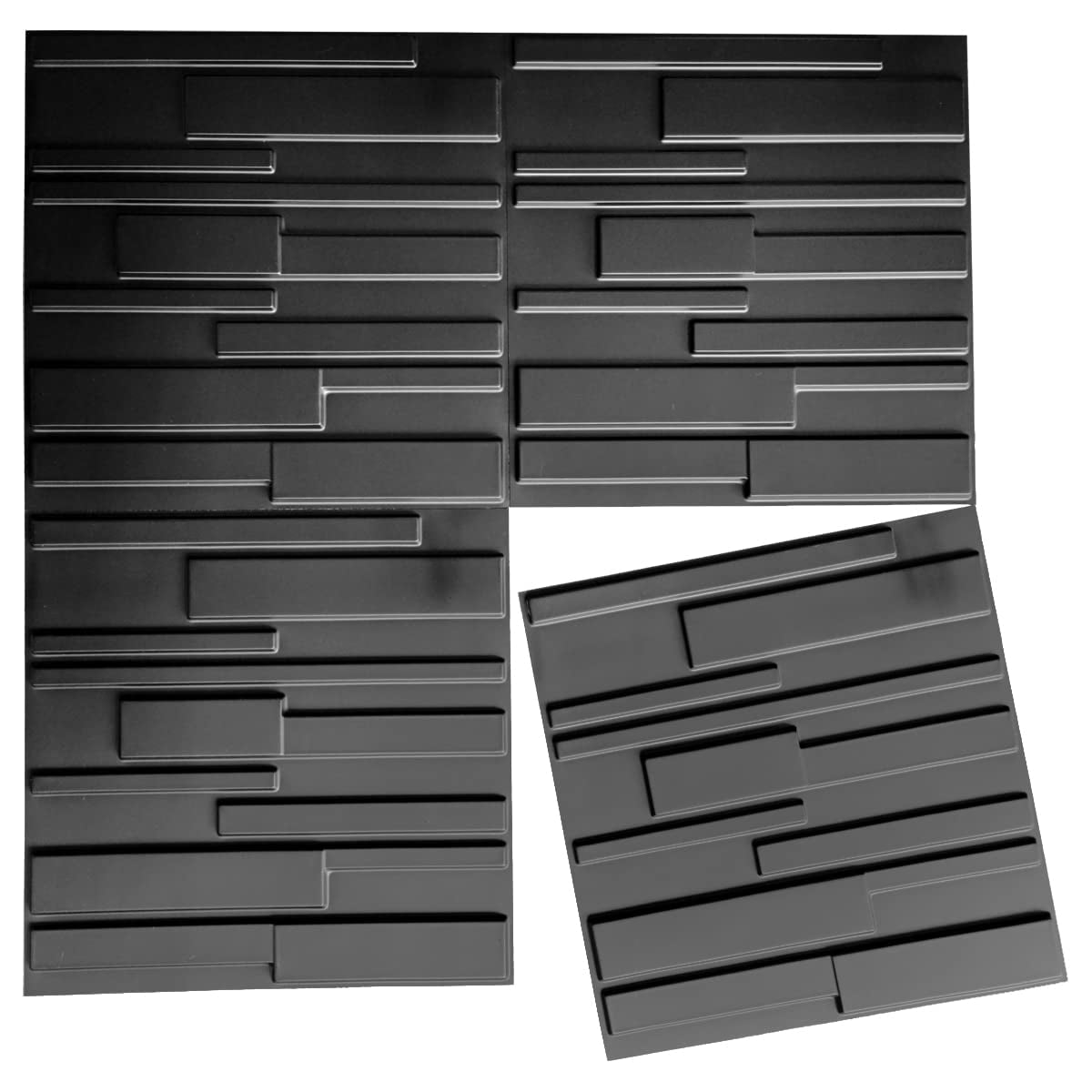 Art3d 12-Pack Black Brick Design 3D Wall Panels PVC, 32 Sq ft/case
