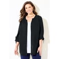 thumbnail image 6 of Catherines Women's Plus Size Georgette Button Down Tie Sleeve Cafe Blouse, 6 of 6