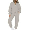thumbnail image 1 of skpabo Women's 2 Piece Fleece Sweatsuit Outfits Long Sleeve Crewneck Pullover Sweatshirt Drawstring Jogger Pants Lounge Sets, 1 of 4