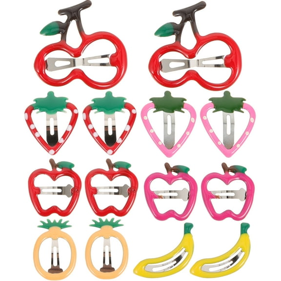 HINTRMENT 14Pcs Girls Fruit Theme Hair Clips Red Yellow Pink Metal Barrettes