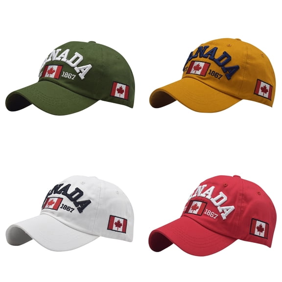 Canada Flag Hat Maple Leaf Embroidered Baseball Cap Adjustable Summer Cotton Women's Men's Golf Cap Sport Outdoor Fitted Plain Cap