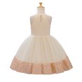 thumbnail image 7 of CYRBOKO Flower Girl Dresses, Princess Wedding A-line Sleeveless Mesh Dresses Beige Size 4-5 T, 7 of 7