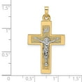 thumbnail image 3 of Auriga 14k Two-tone Gold Polished Solid INRI Crucifix Cross Pendant for Women (L-36mm, W-20.11mm), 3 of 6