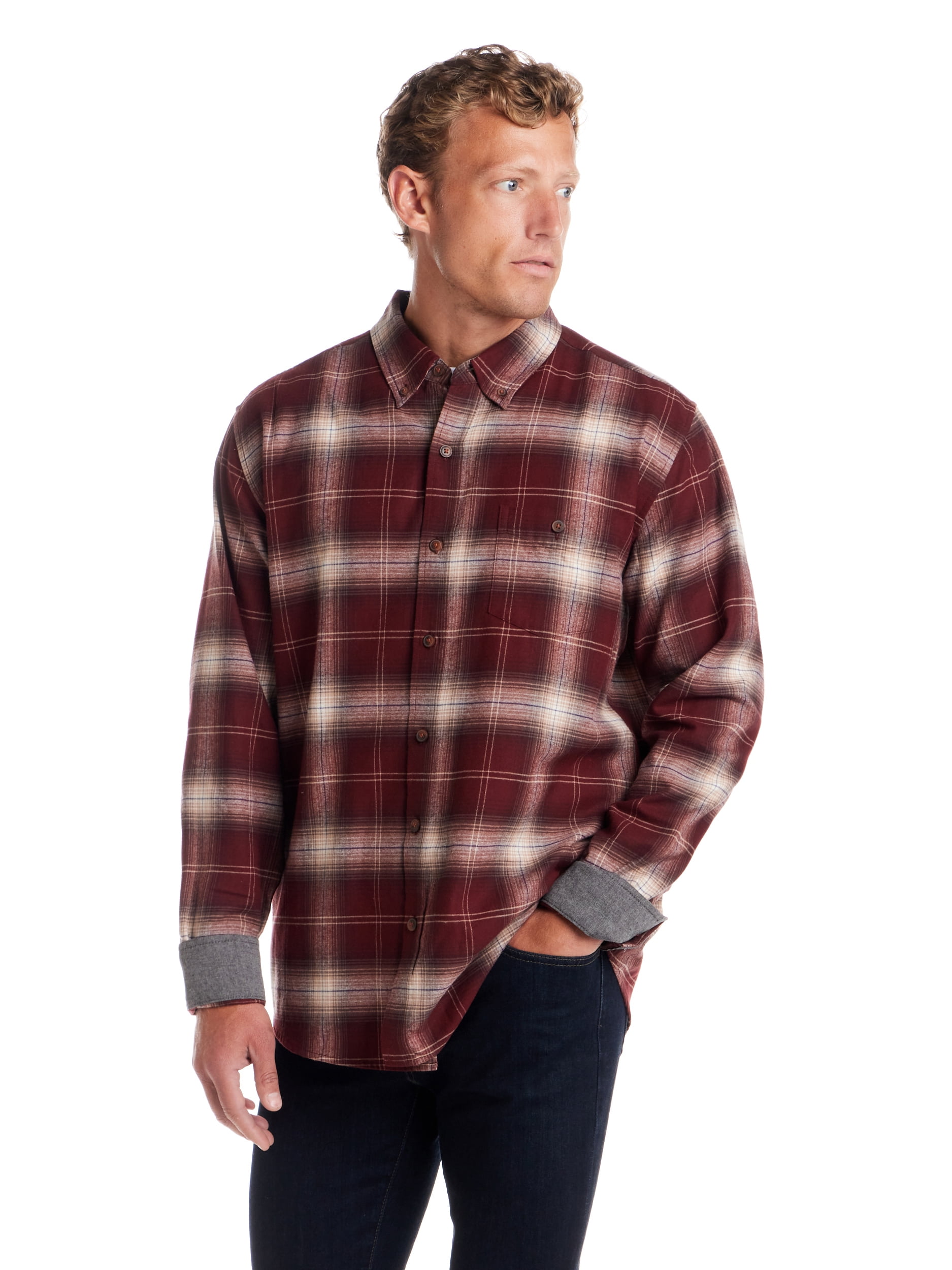 Frontier Threads Men's Long Sleeve Button Down Traditional Plaid Flannel