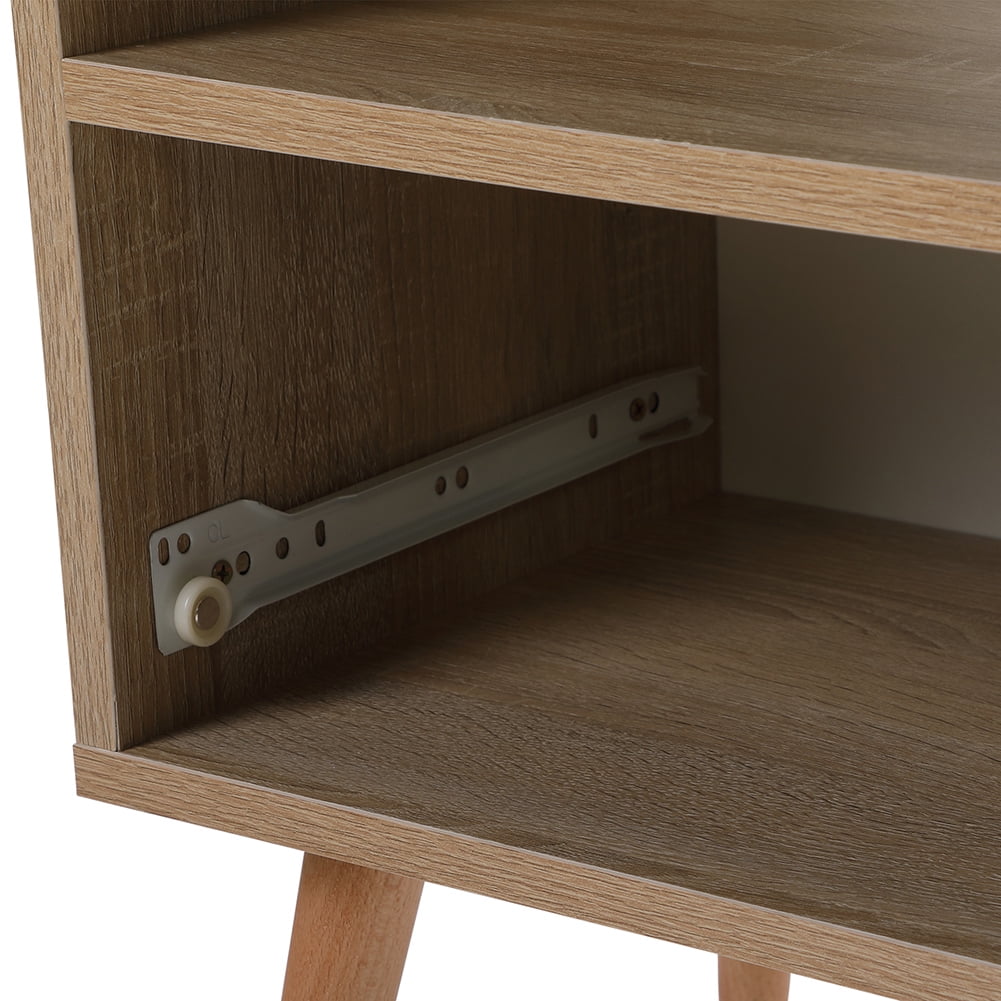 Kadyn Mid-century Wood Bedside Cupboard with 1-drawers for Nursery, Bedside Cabinets with Storage for Closet, Natural-1PCS
