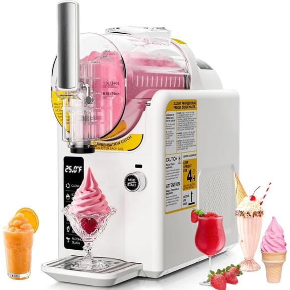 Datingday Ice Cream & Slushie Machine | Frozen Drink Maker with 5 Presets | Self-Cleaning, No Ice Needed | 68oz Capacity for Milkshakes, Margaritas, Frappes at Home,White