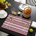 thumbnail image 3 of Red Christmas Folk Pattern Summer Placemats Table Placemats Set Of 6-Linen Kitchen Washable Placemats Table Mats 11.8"x17.7" Non-Slip Heat Resistant, 3 of 5