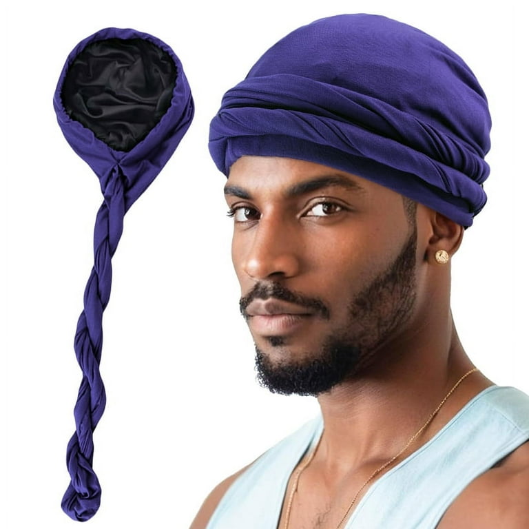 Men's Turban Hat Satin Lining Stretchy Men Bandana Indian Cap