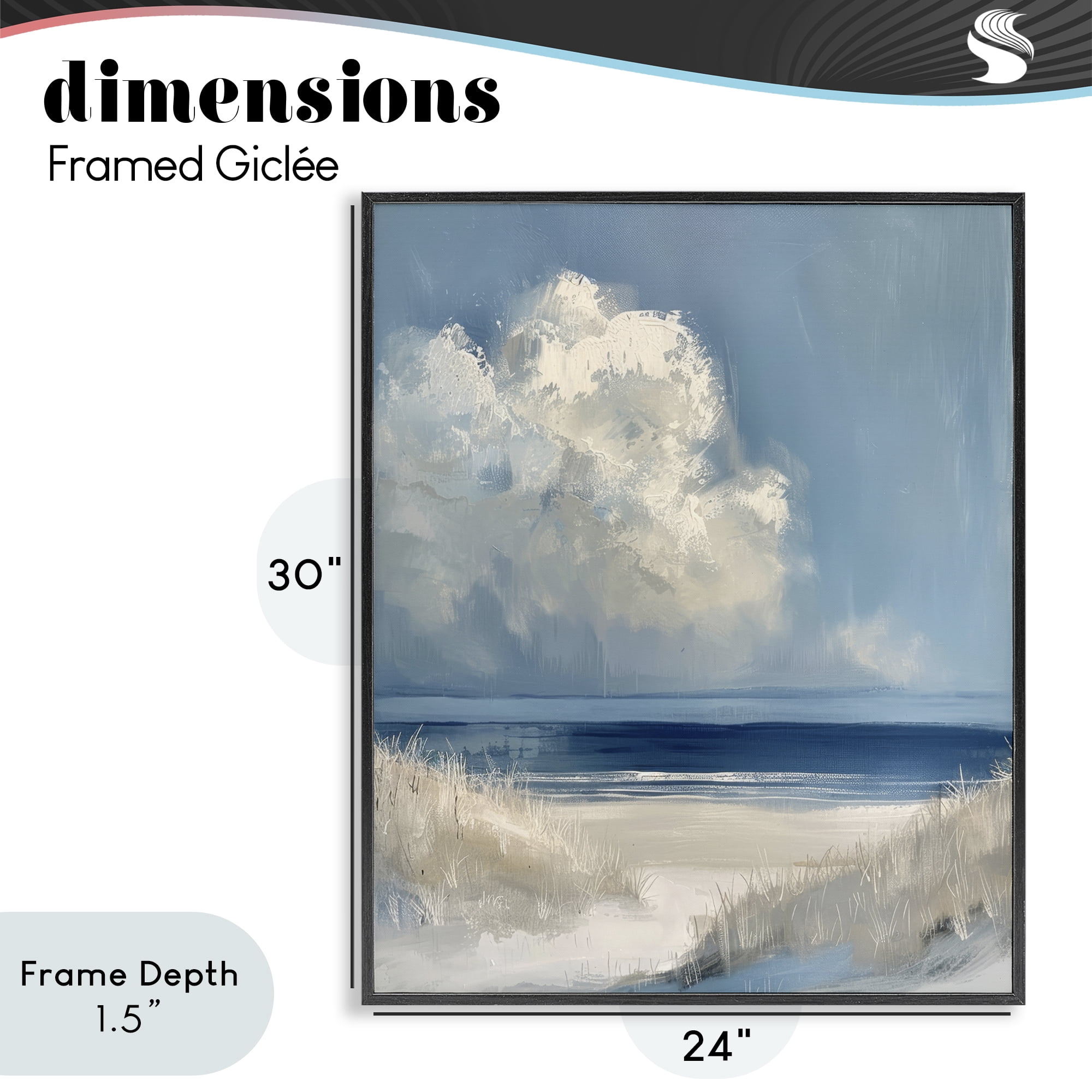 Stupell Industries Dark Waters Ahead Black Framed Giclee Art, design by Petal Prints Design