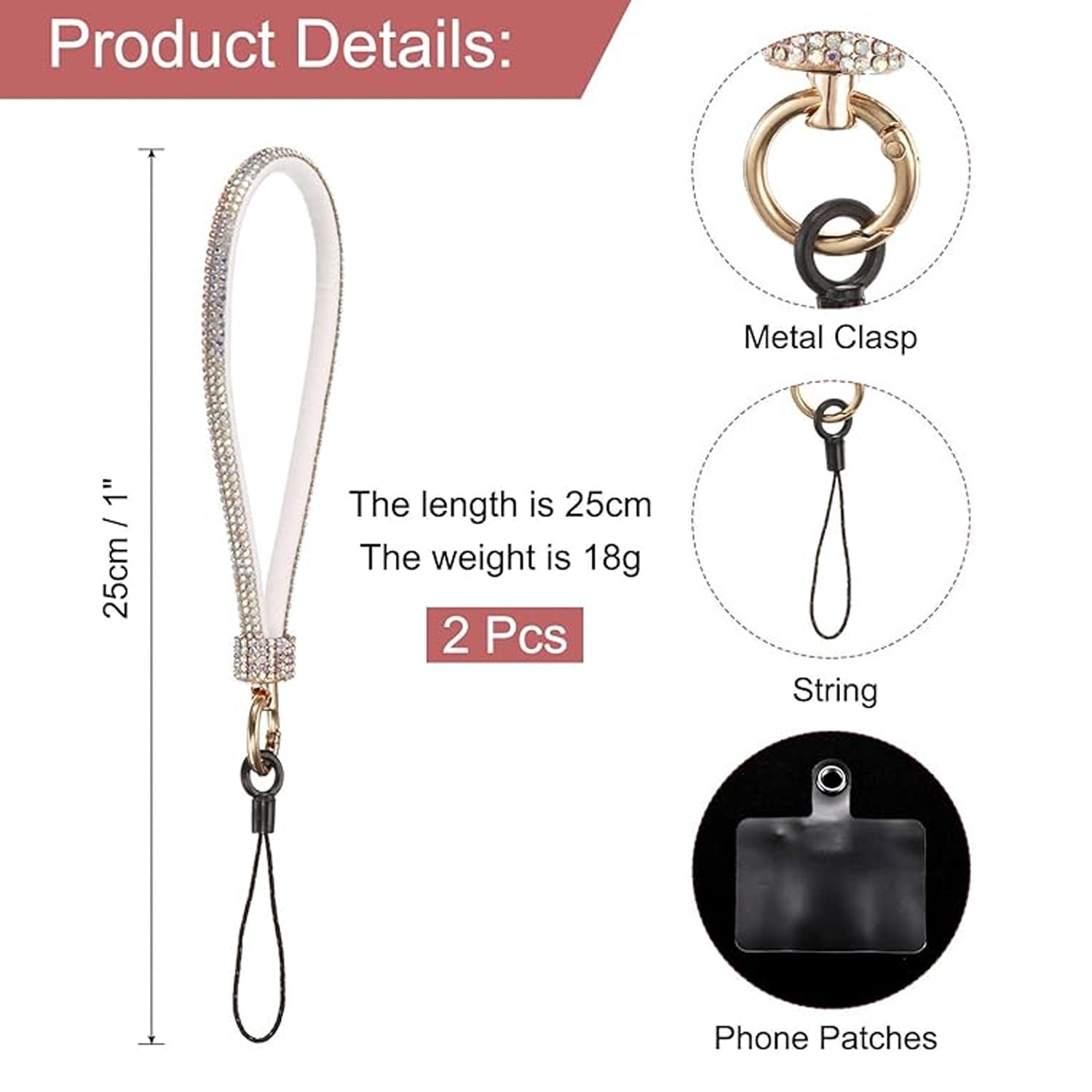 Elegant Diamond Beaded Wrist Strap for Phones - Silver
