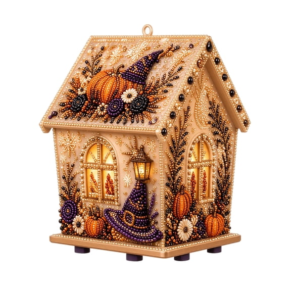 Halloween Pearl Art DIY Kit, Haunted House Pearl Diamond Painting Craft for Adults Beginners, Spooky 3D Pearl Art Home Decor Wall Art, Fall Seasonal Handmade Gift