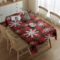 thumbnail image 2 of Red and Black Christmas Snowflake Pattern Rectangle Tablecloth 60"x84",Waterproof Polyester Rectangle Table Cloth, Wipeable Spillproof Polyester Tablecloth for Dining, Camping, Indoor and Outdoor, 2 of 5