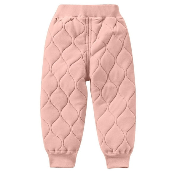 fatyb Boys Girls Fleece Pants Thick Cotton Jogger Pants Thermal High Waist Fall Winter Kids Warm Pants