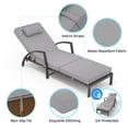 thumbnail image 3 of Outdoor Chaise Lounge Chairs Set of 2, Adjustable 5-Position Rattan Patio Pool Lounge Chair with Cushion, Arm, Pillow and Rolling Wheels for Outside Poolside Backyard Deck Porch, 3 of 8