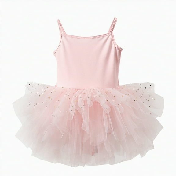 KPOPLK Girls Toddler Ballet Tutu Skirt Leotards V Neck Camisole Dress Dance Outfit Ballerina Gradient(Light Pink&3,18-24 Months)