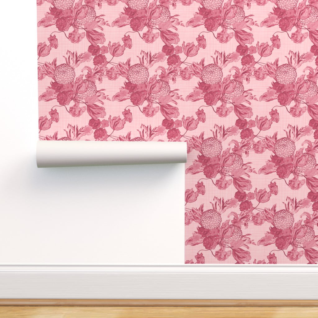 Removable Water-Activated Wallpaper Midcentury Mid Century Modern Floral Flowers 