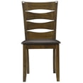 thumbnail image 6 of 2-Pc Transitional Brown Wood Side Chairs with Faux Leather Seats for Dining Room, 6 of 10