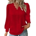 thumbnail image 2 of Womens Blouses Womens Tops Lace Patchwork V Neck T Shirts Long Sleeves Blouse Loose Casual T Shirts Fashion Clothing, 2 of 5