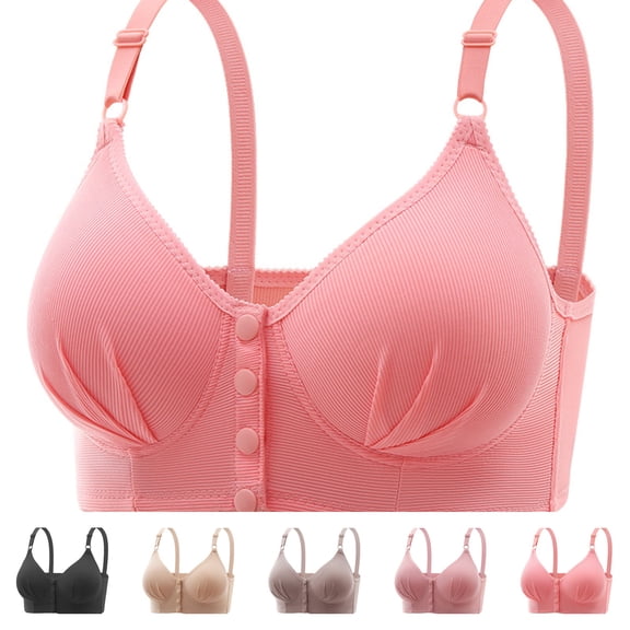 Front Closure Bras for Womens Bras Front Snaps Seniors Snap Front Bra Older Women Comfort Everyday Bras (Watermelon Red)