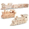 Puzzled Rolling Locomotive, Steam Train and Train Wooden 3D Puzzle Constructi