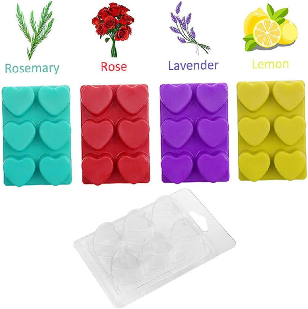 Apofly 20PCS Heart Shape Wax Melt Molds - PET Plastic Clamshell Containers For DIY Wax Melts, Soap, Crafts