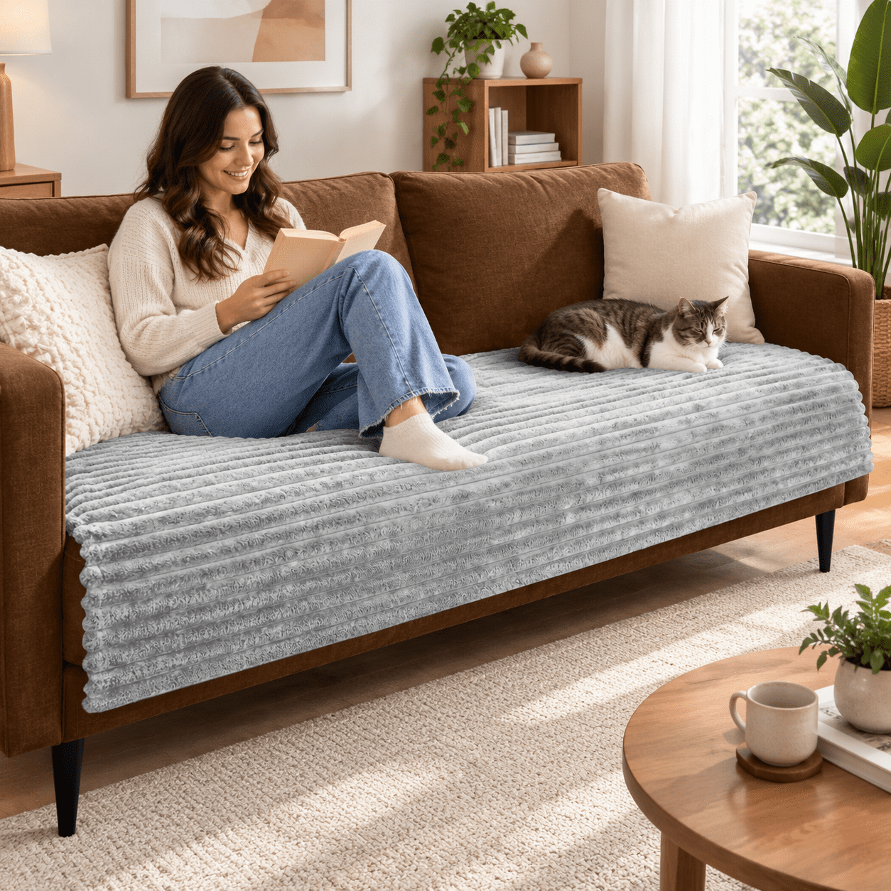 Seagull Gray 33 x 95 1 Pack Dual Non-slip Waterproof Pet Sofa Cover