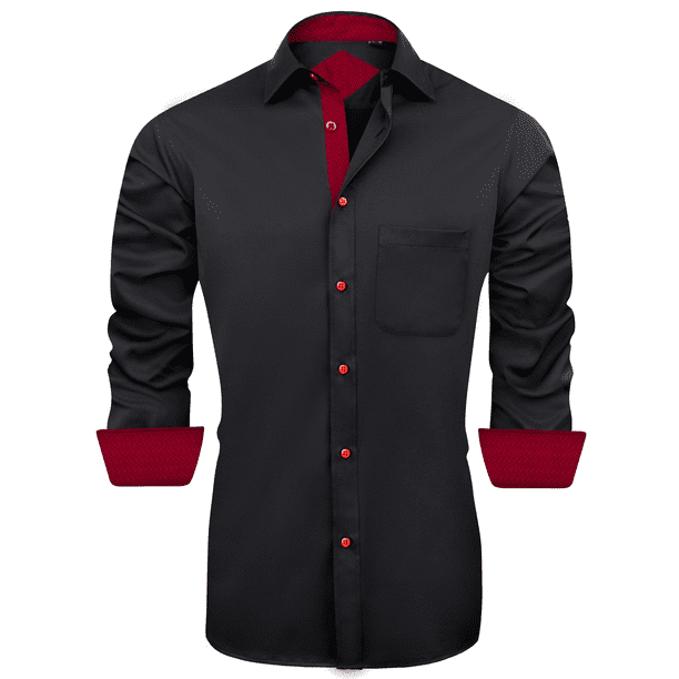 Alimens & Gentle Casual Long Sleeve Cotton Stretch Dress Shirts For Men ...