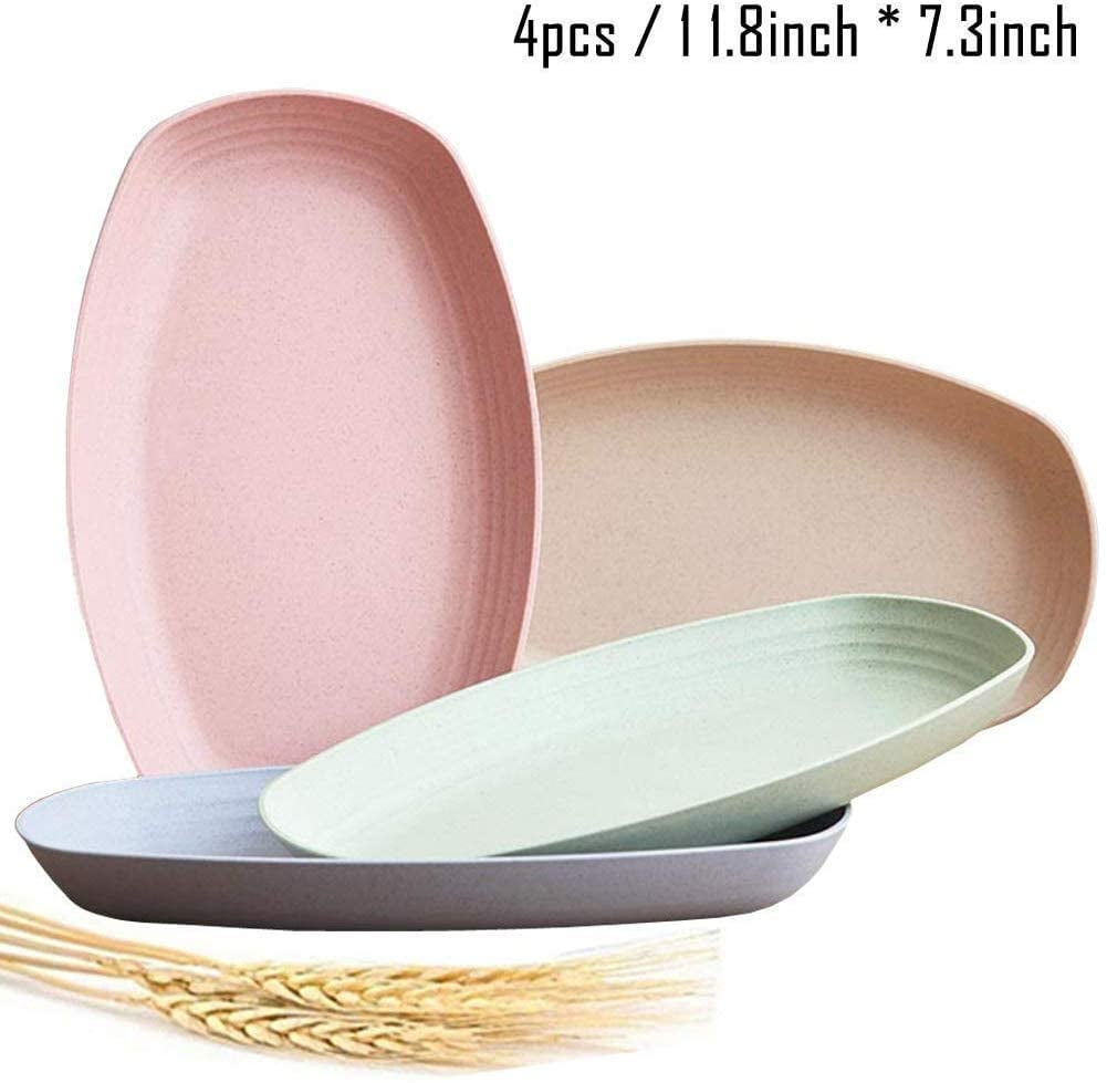 Assiette Légère en Paille de Blé Incassable, Vaisselle Robuste Sans BPA Non Toxique