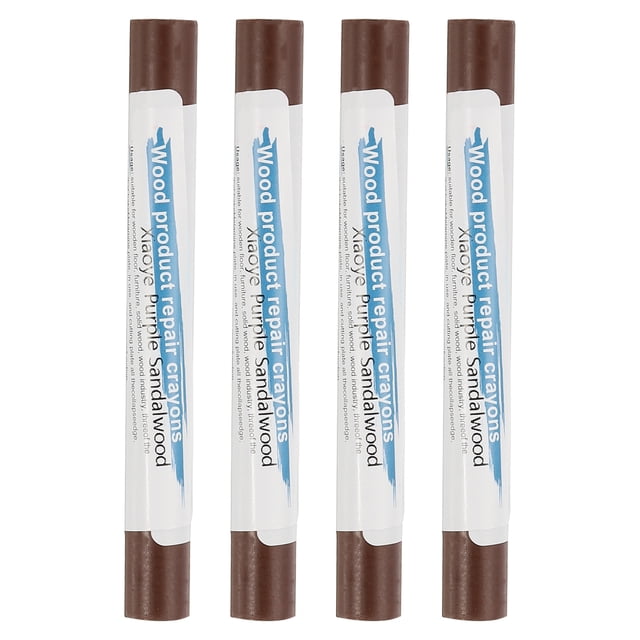 Uxcell crayones de reparación de muebles, 4 piezas de varillas de relleno de cera para madera, crayones de cera para arañazos en suelos de madera, agujeros en mesas, pequeño hoja de palo de rosa