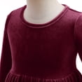 thumbnail image 5 of IBTOM CASTLE Toddler Kids Girls Velvet Dress Ruffle Long Sleeve Christmas Party Wedding Evening Birthday Holiday Pageant Dresses Fall Winter Clothes 18-24 Months Wine Red, 5 of 8