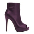 thumbnail image 2 of XYD Women Stiletto Heels Ankle Boots Peep Toe Platform Back Zip Leather Booties Night Out Party Shoes Size 7 Purple, 2 of 4
