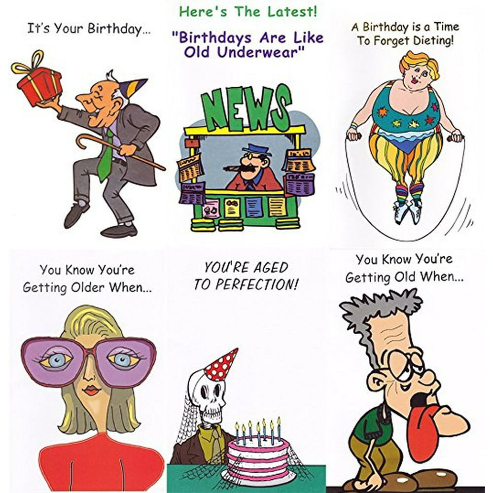 Assorted Very Funny Birthday Greeting Cards In A Bulk 12 Pack